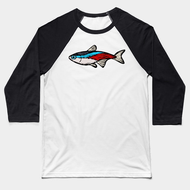 Neon tetra - freshwater aquarium fish Baseball T-Shirt by DigitalShards